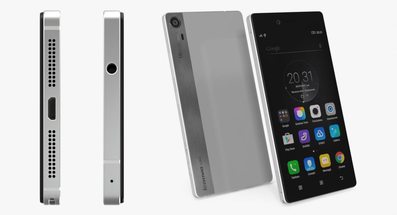 3D Lenovo Vibe Shot Pearl White model