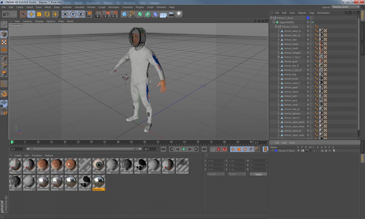 3D Fencer T-Pose model