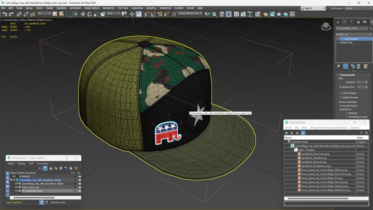 3D Camouflage Cap with Republican Badge