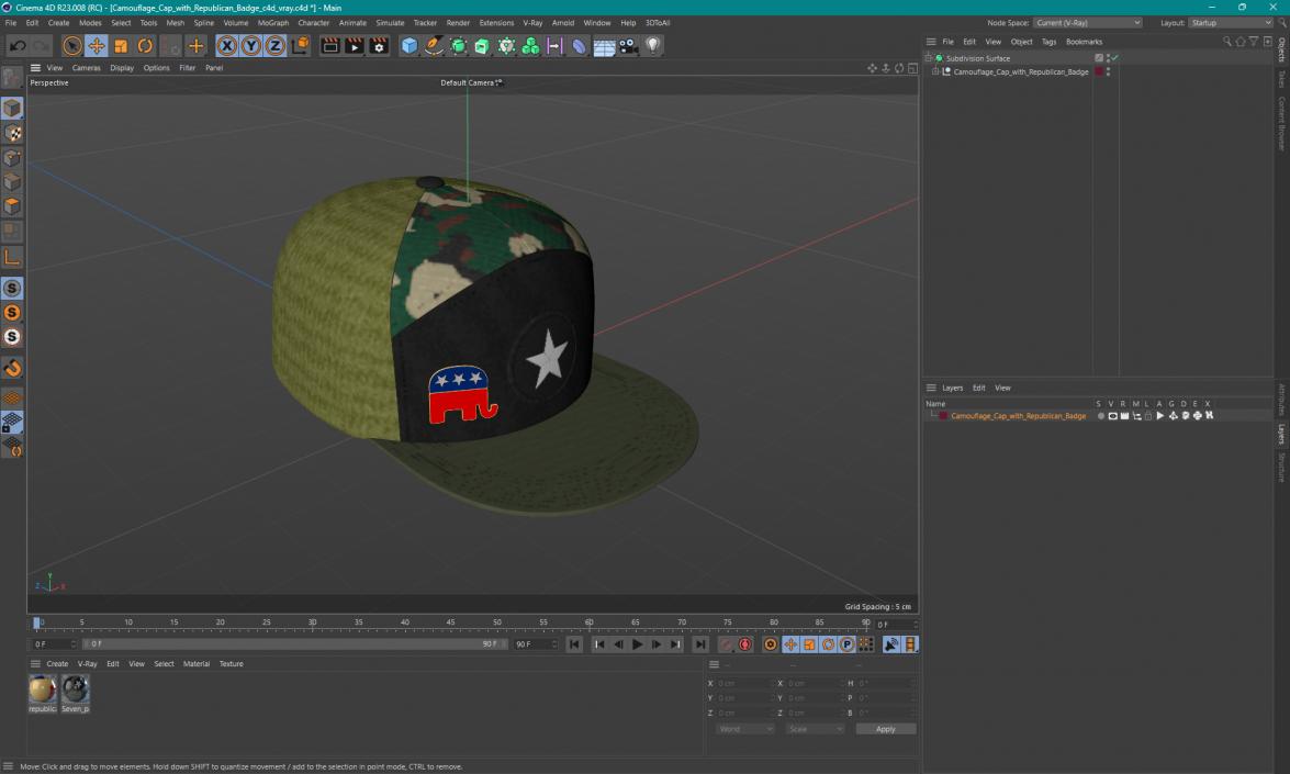 3D Camouflage Cap with Republican Badge