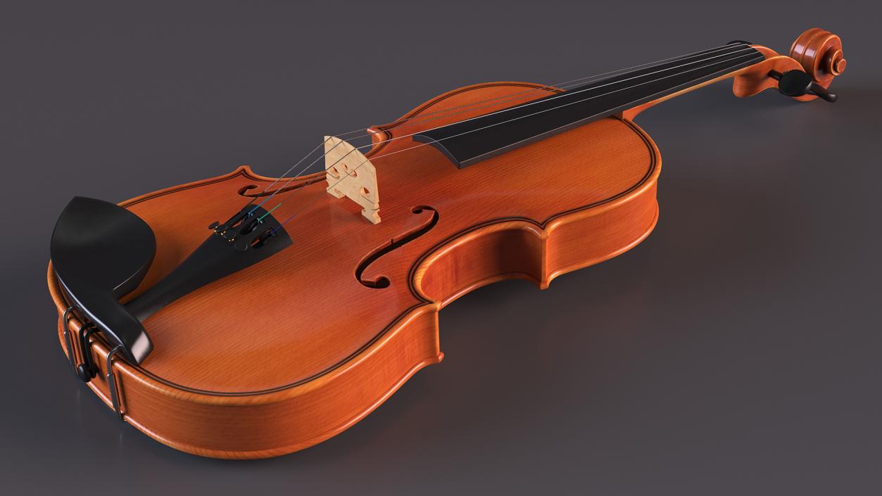 3D Violin Shaped Case Brown Open with Violin