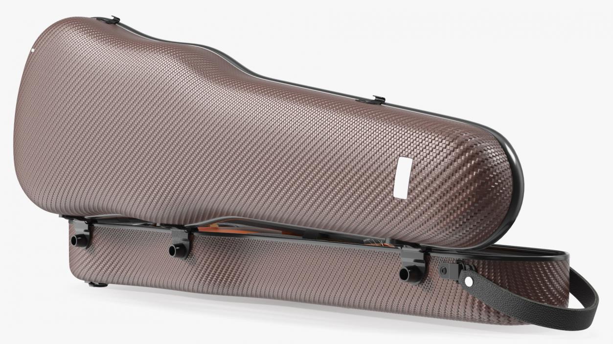 3D Violin Shaped Case Brown Open with Violin