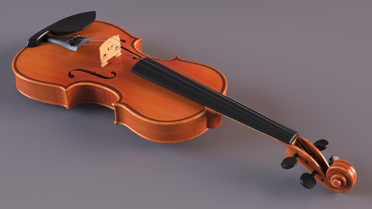 3D Violin Shaped Case Brown Open with Violin