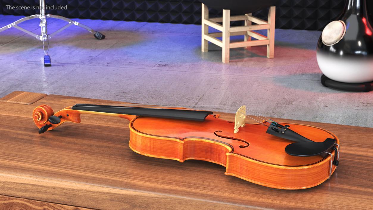 3D Violin Shaped Case Brown Open with Violin