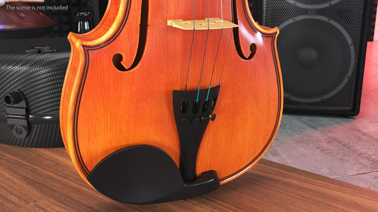 3D Violin Shaped Case Brown Open with Violin