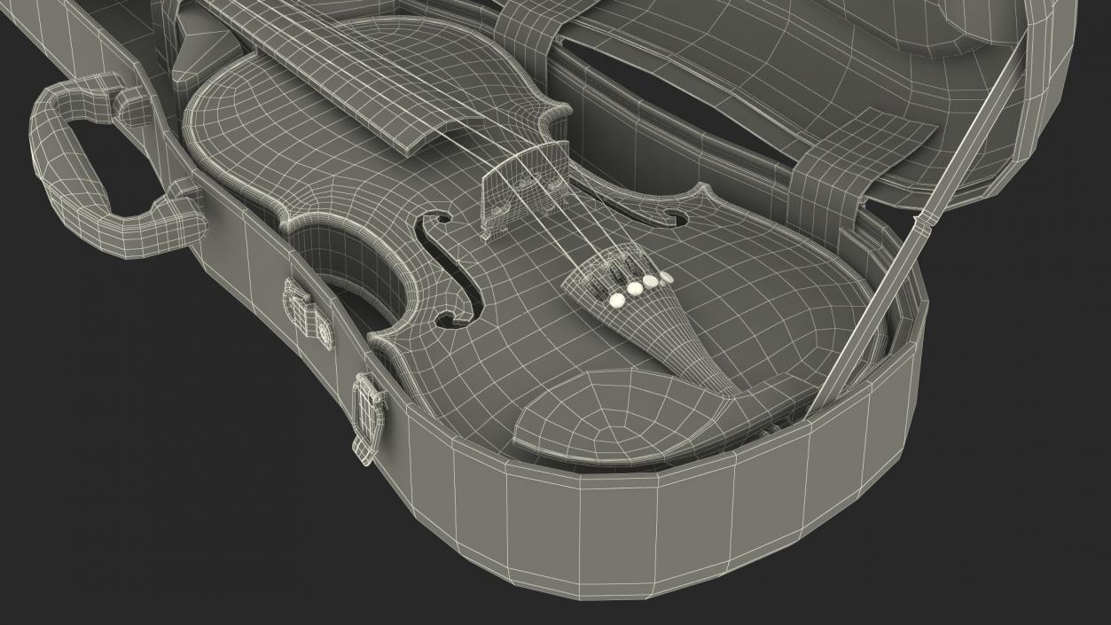 3D Violin Shaped Case Brown Open with Violin