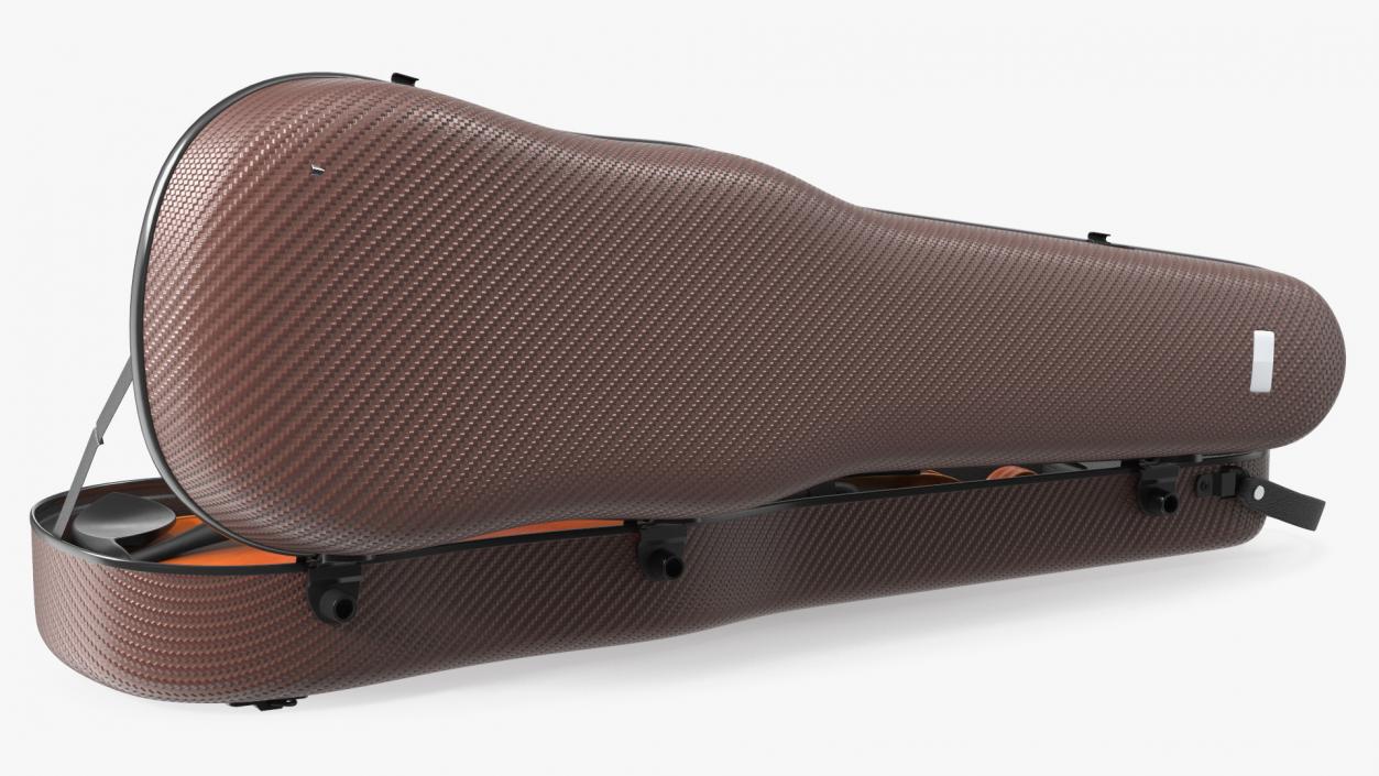 3D Violin Shaped Case Brown Open with Violin