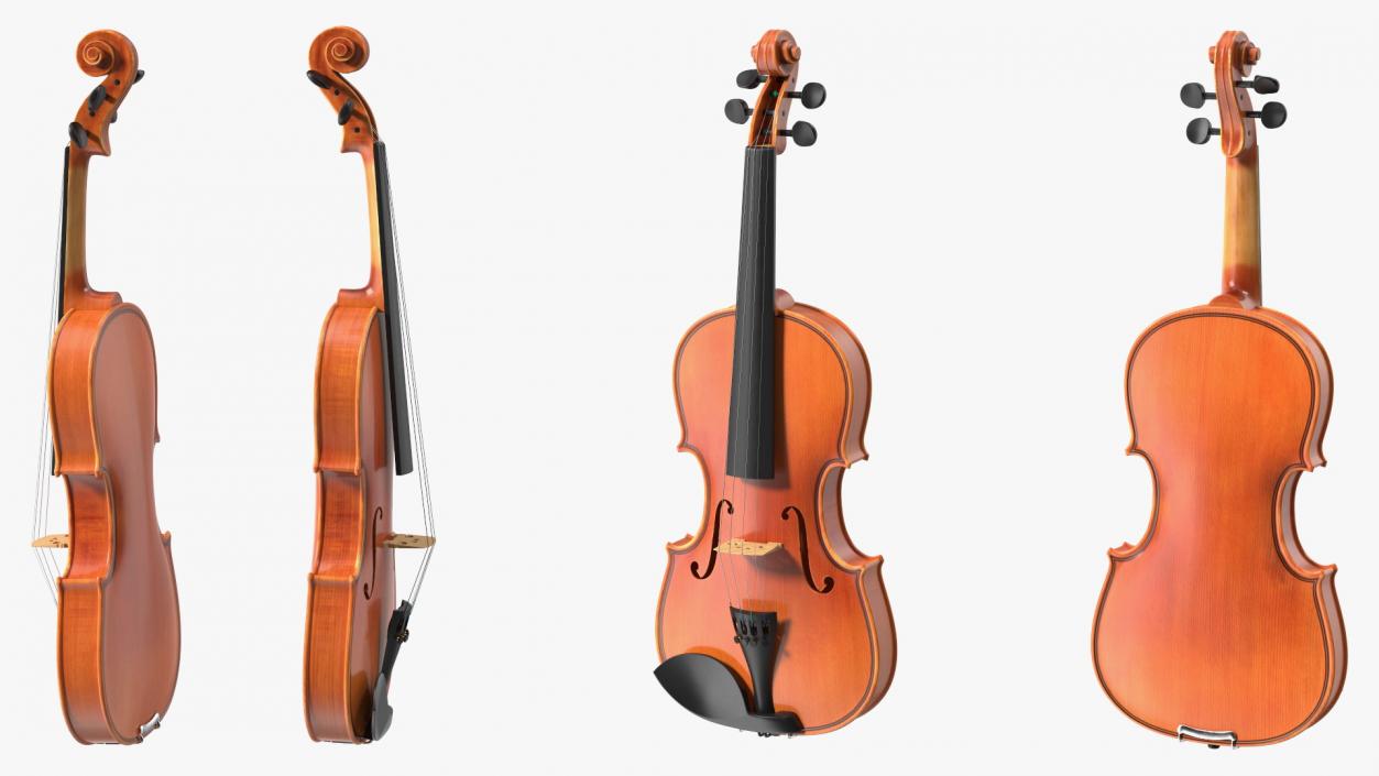 3D Violin Shaped Case Brown Open with Violin