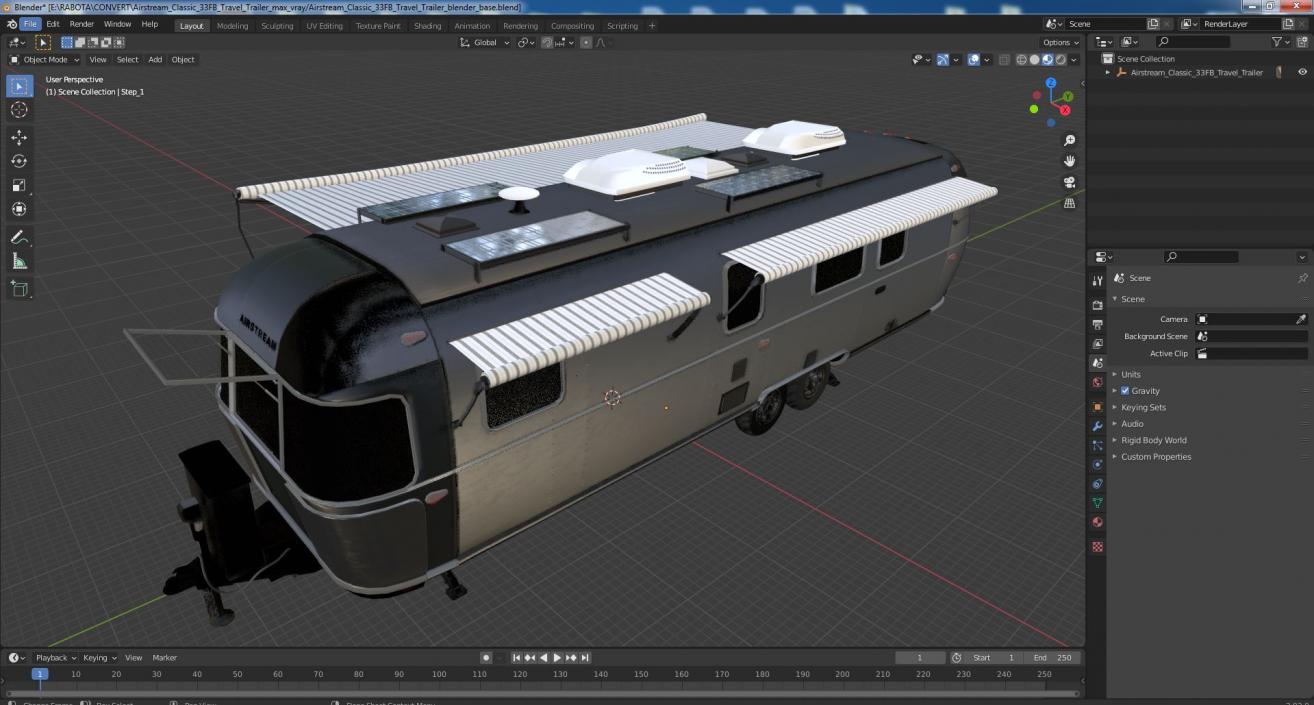 Airstream Classic 33FB Travel Trailer 3D