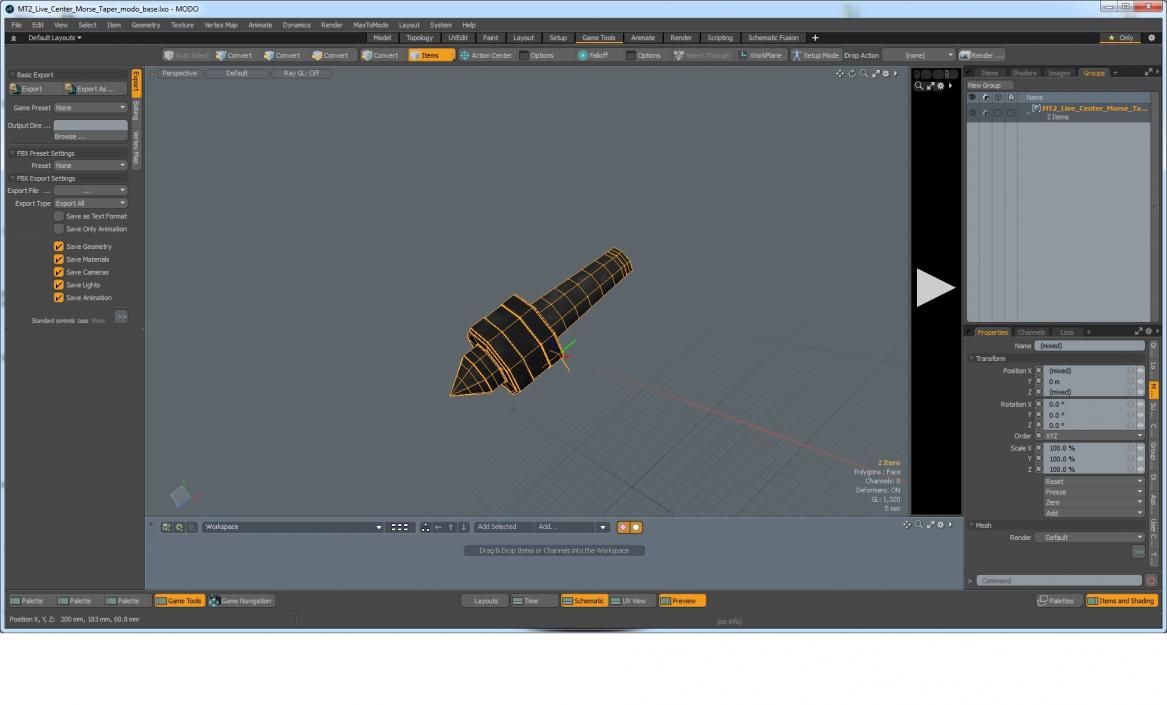 MT2 Live Center Morse Taper 3D