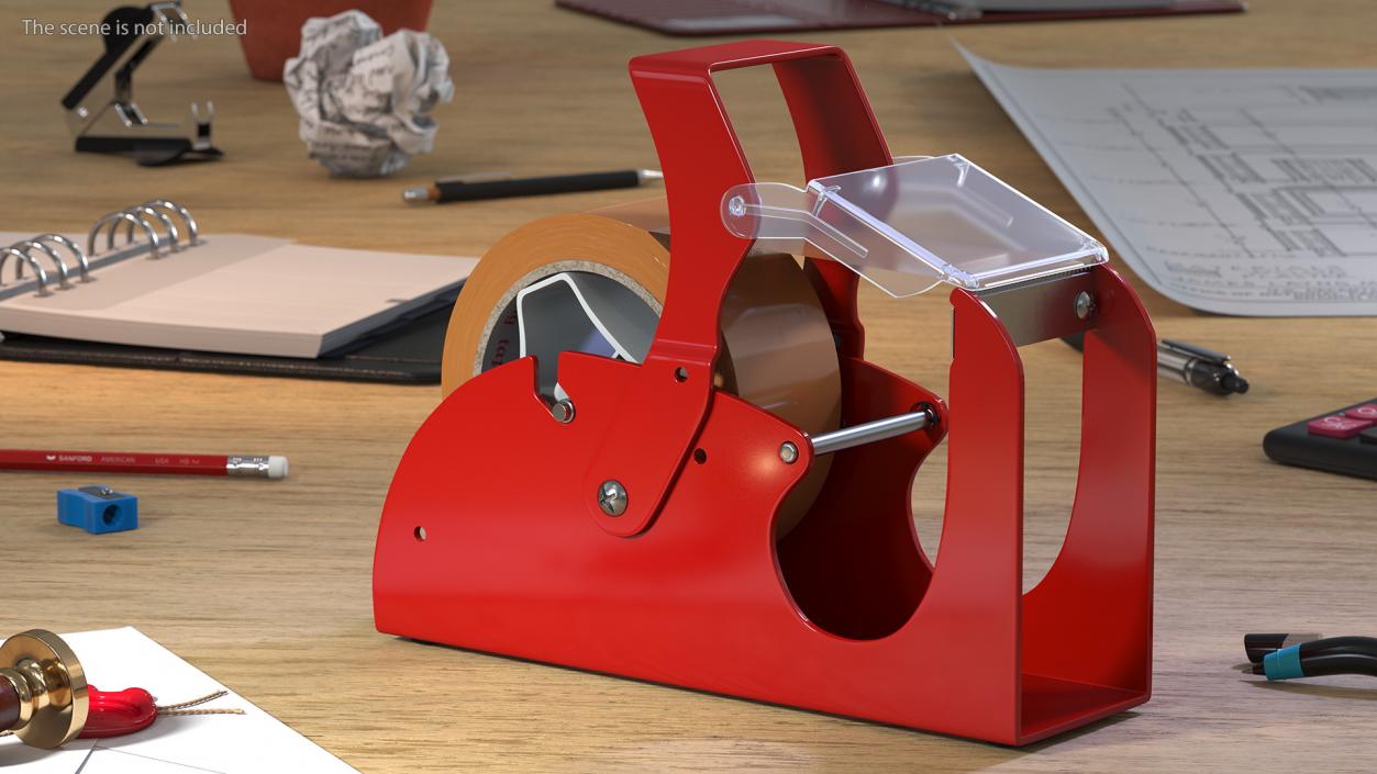 Benchtop Tape Dispenser with Safety Guard Brown 3D