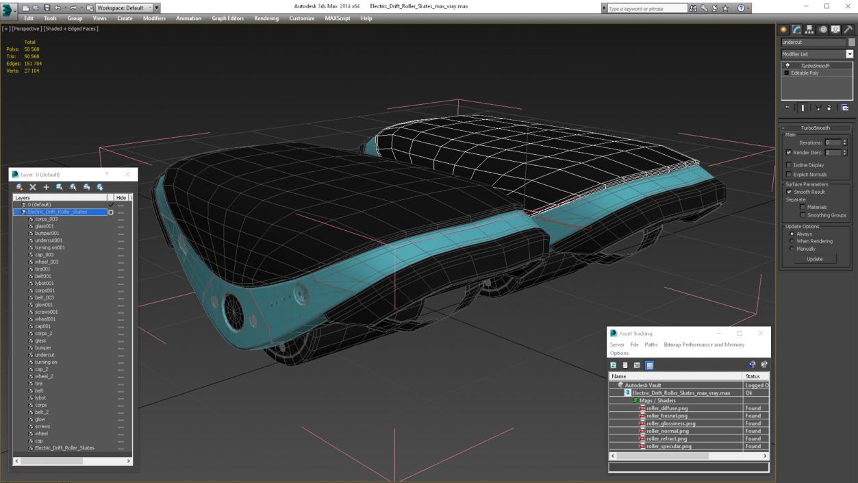 3D Electric Drift Roller Skates model