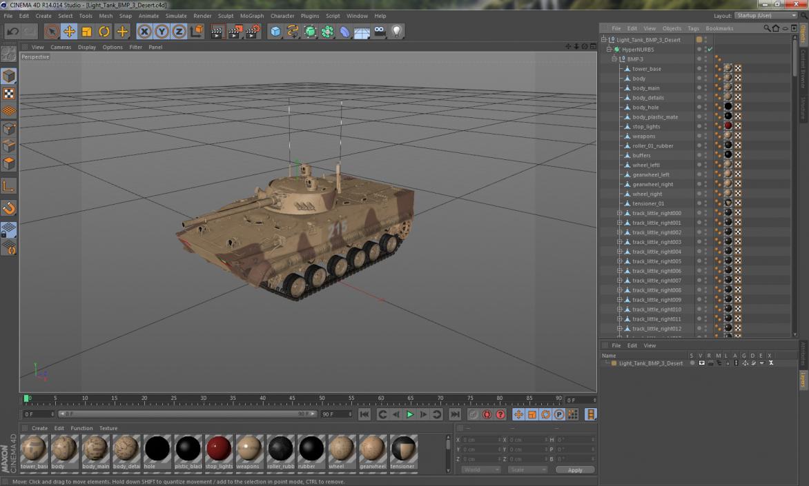 3D Light Tank BMP-3 Desert model