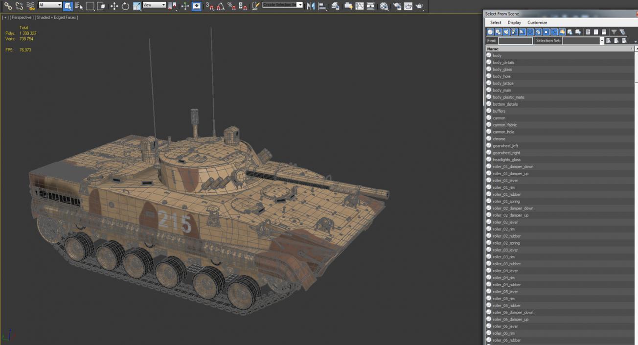 3D Light Tank BMP-3 Desert model