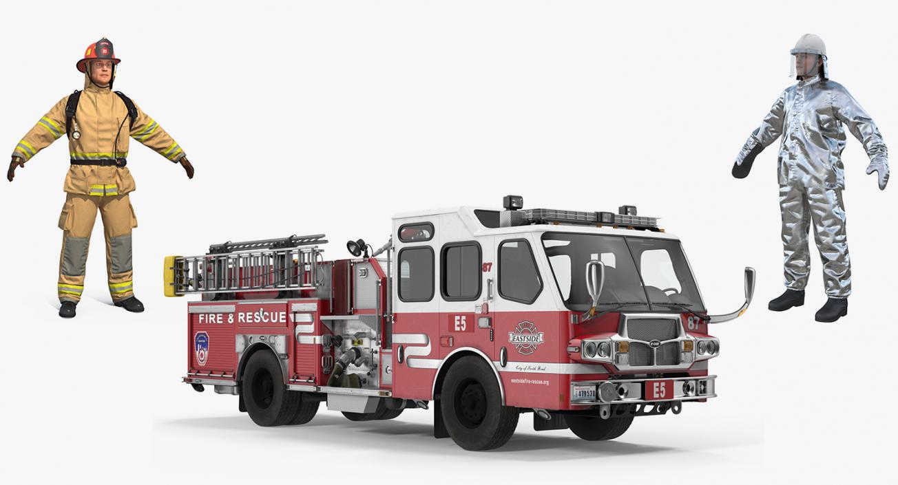 3D model Pumper Truck and Firefighters Collection