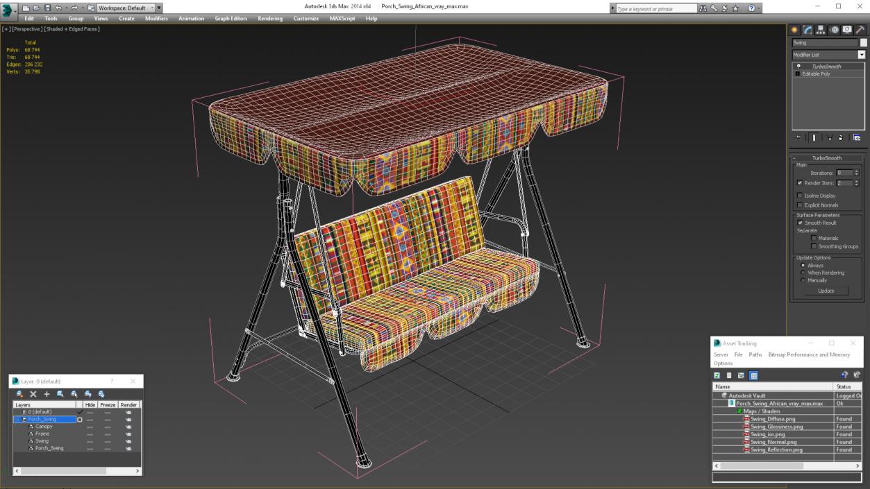 Porch Swing African 3D model