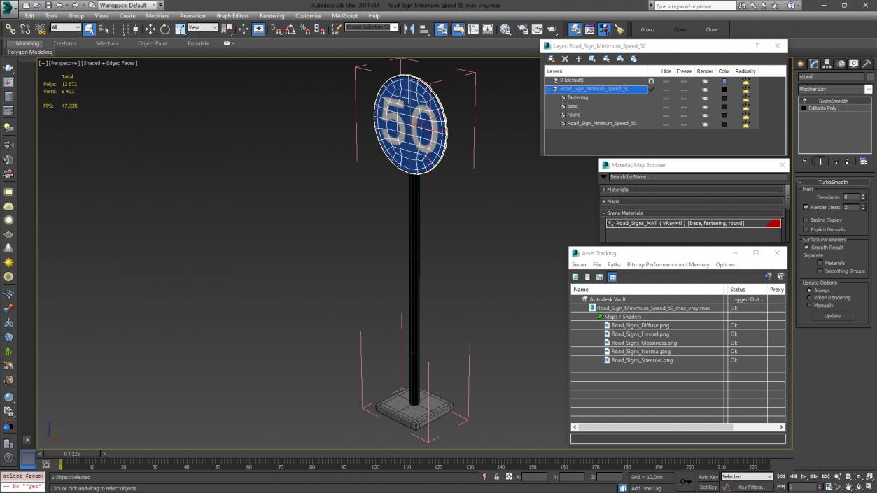 3D Road Sign Minimum Speed 51