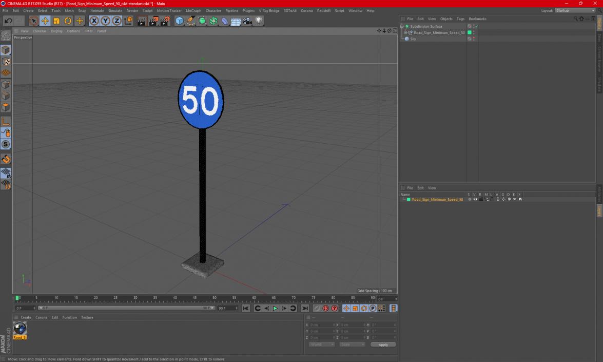 3D Road Sign Minimum Speed 51