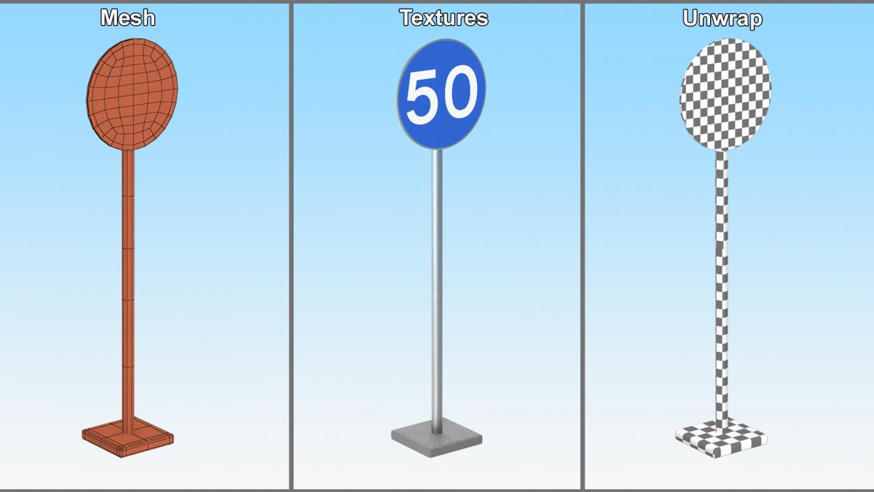 3D Road Sign Minimum Speed 51