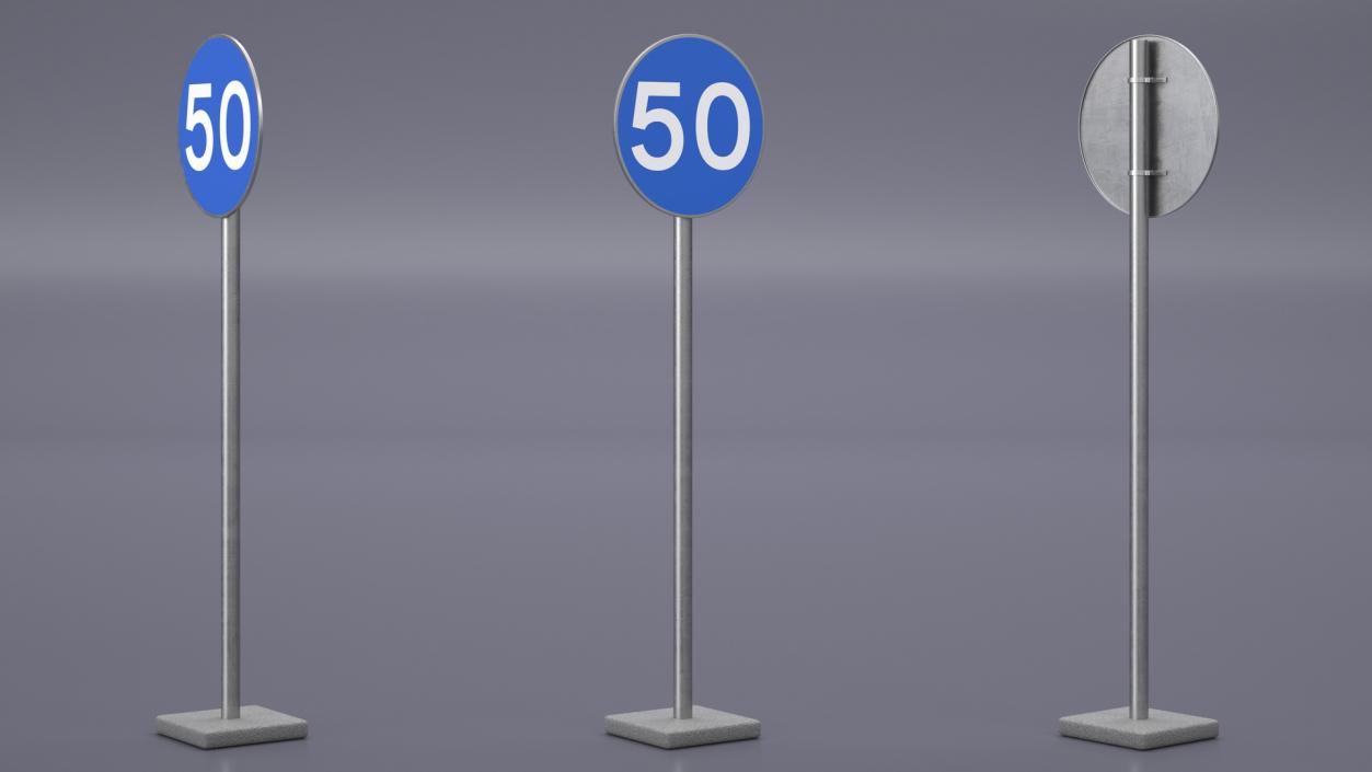 3D Road Sign Minimum Speed 51