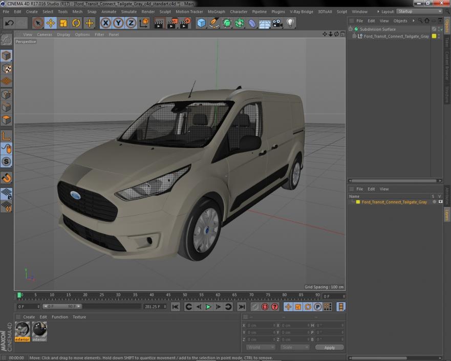 Ford Transit Connect Tailgate Gray 3D model