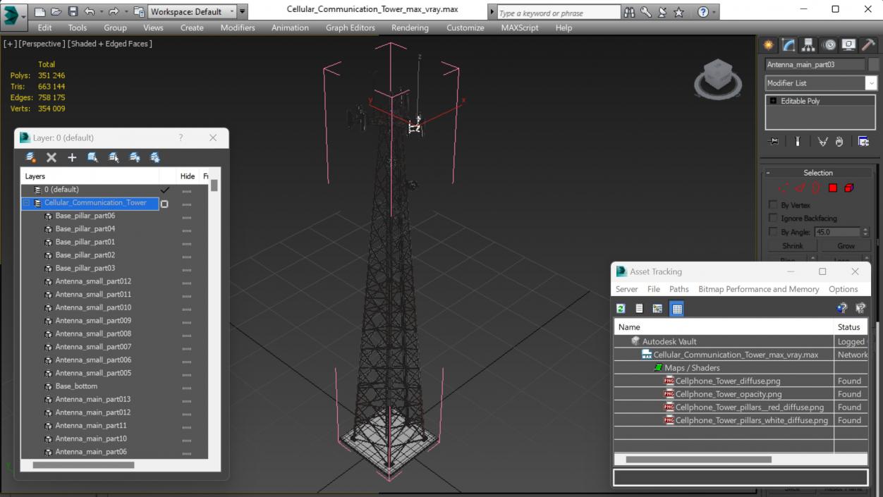 3D Cellular Communication Tower model