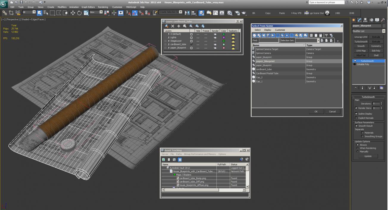 3D House Blueprints with Cardboard Tube