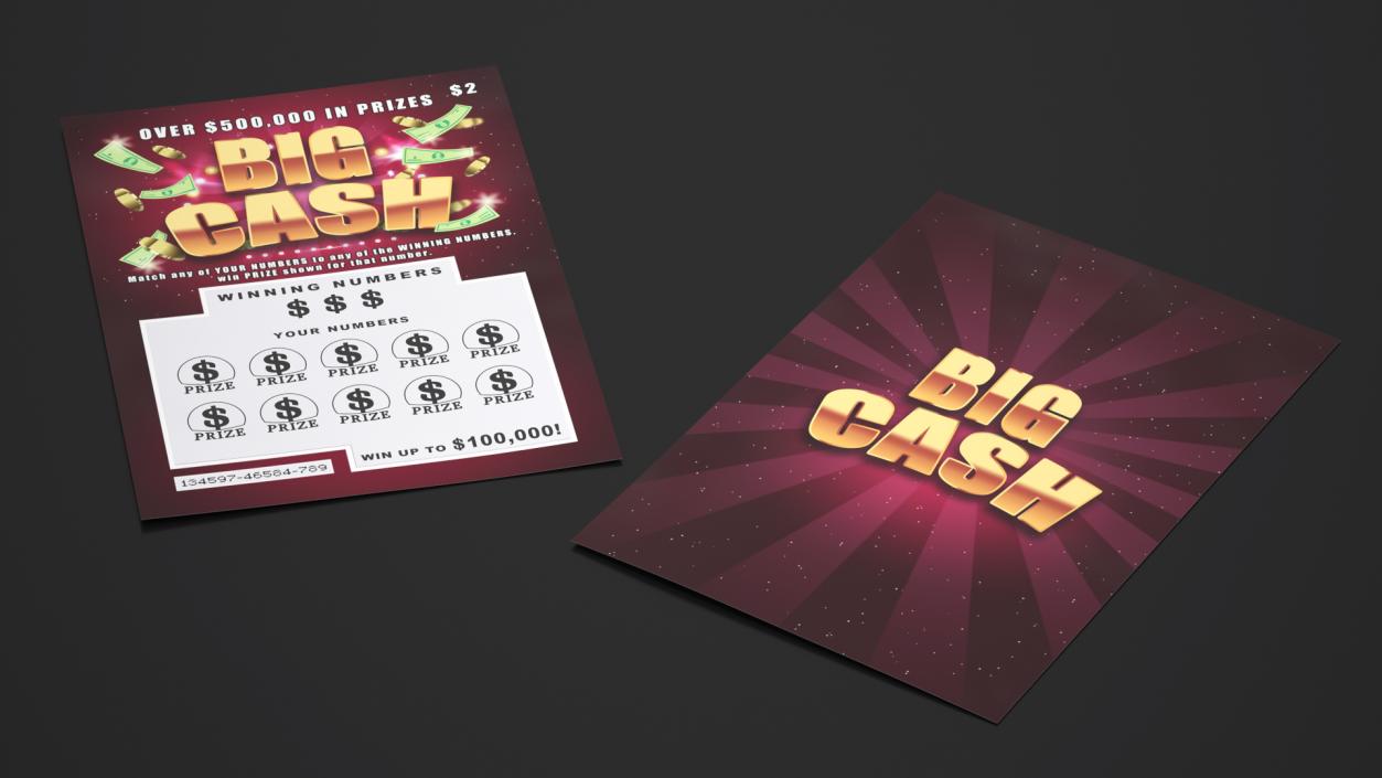 3D model Big Cash Scratch Off Lottery Ticket