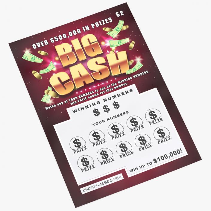 3D model Big Cash Scratch Off Lottery Ticket