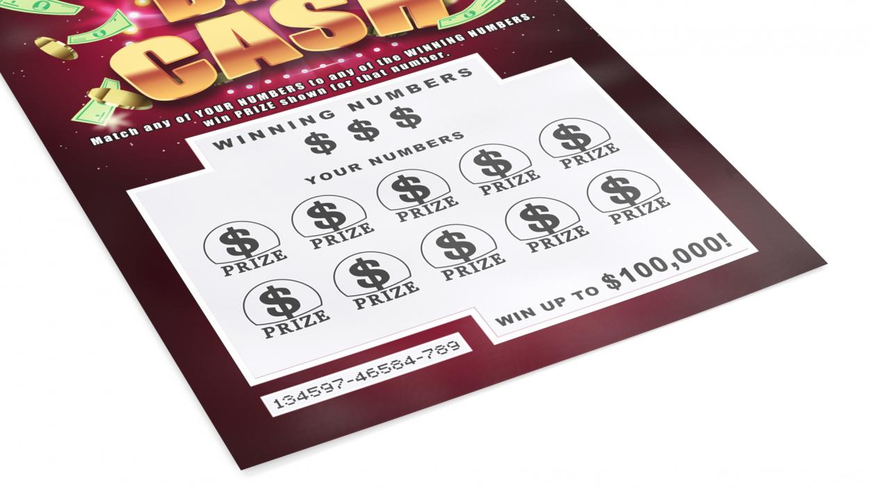 3D model Big Cash Scratch Off Lottery Ticket