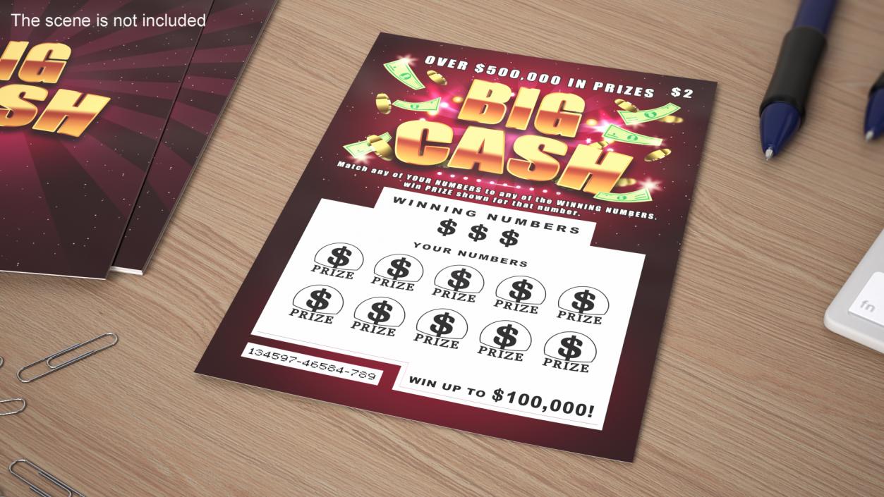 3D model Big Cash Scratch Off Lottery Ticket