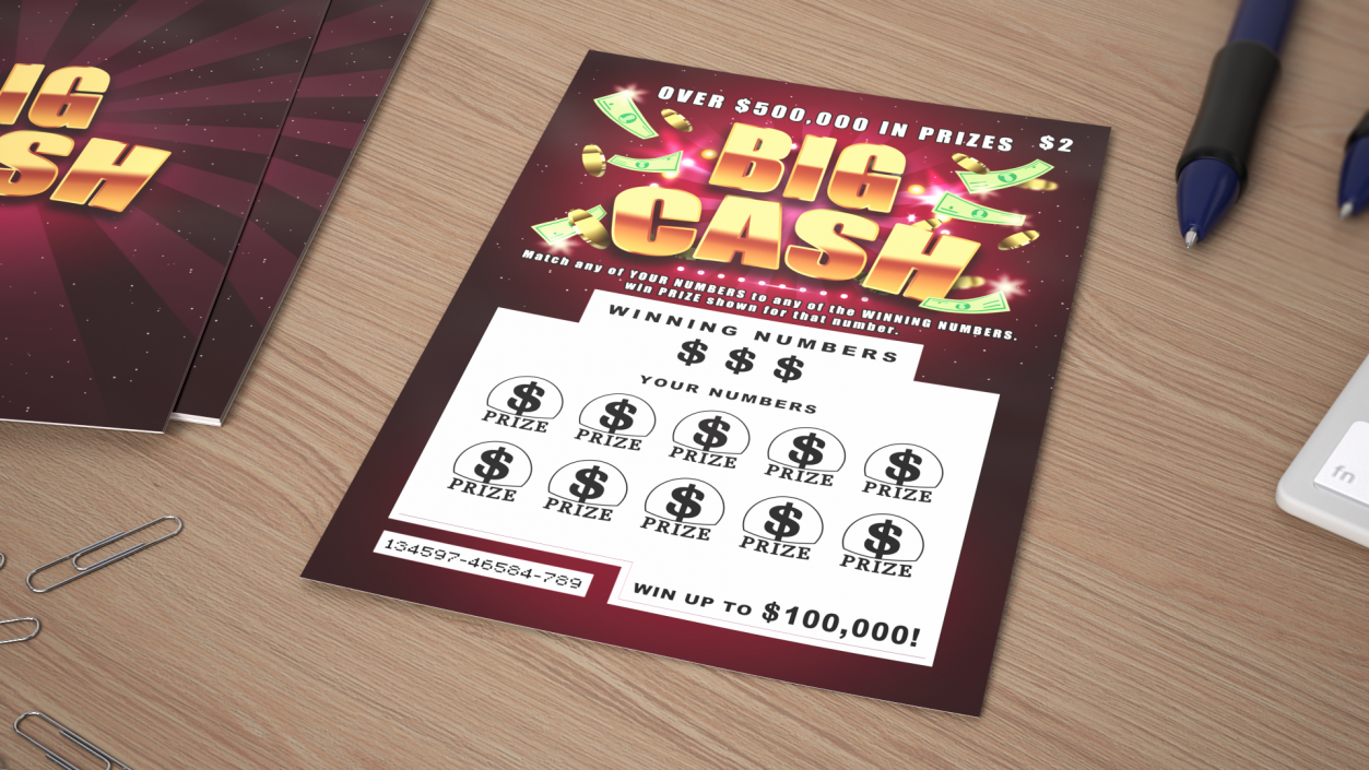 3D model Big Cash Scratch Off Lottery Ticket