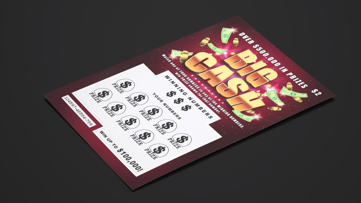 3D model Big Cash Scratch Off Lottery Ticket