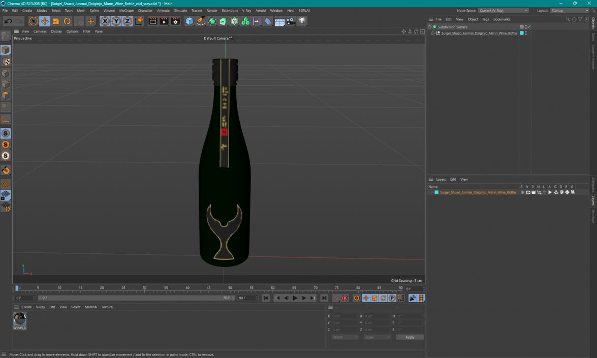 3D model Suigei Shuzo Junmai Daiginjo Mann Wine Bottle