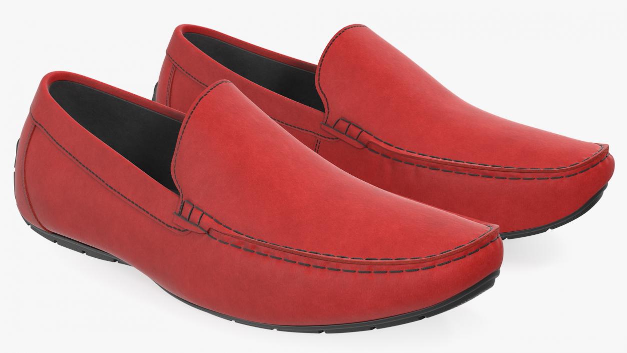 Red Suede Driving Shoe Moccasins 3D