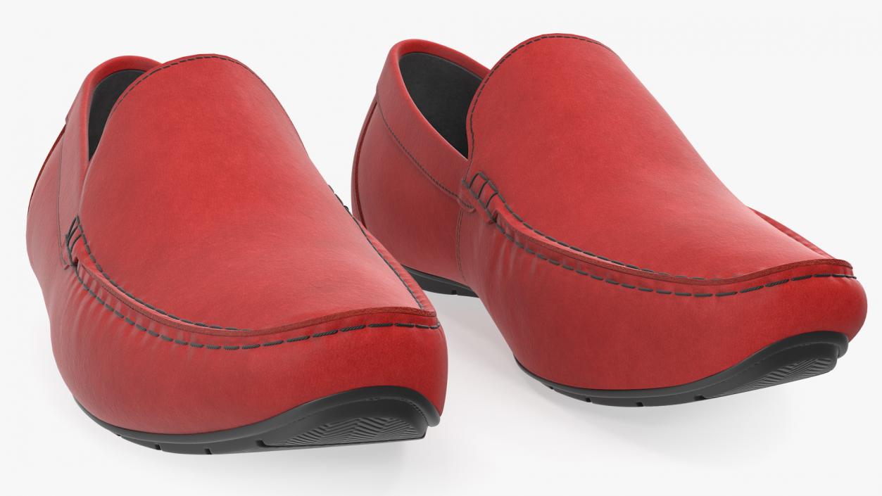 Red Suede Driving Shoe Moccasins 3D