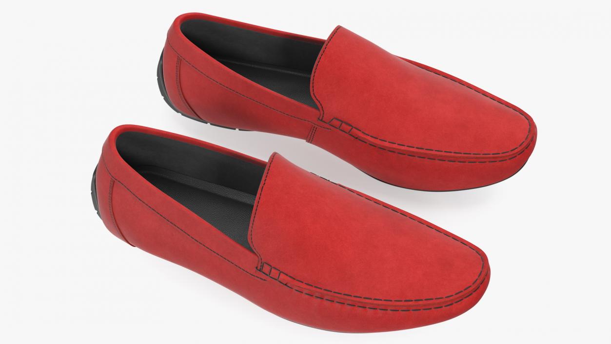 Red Suede Driving Shoe Moccasins 3D