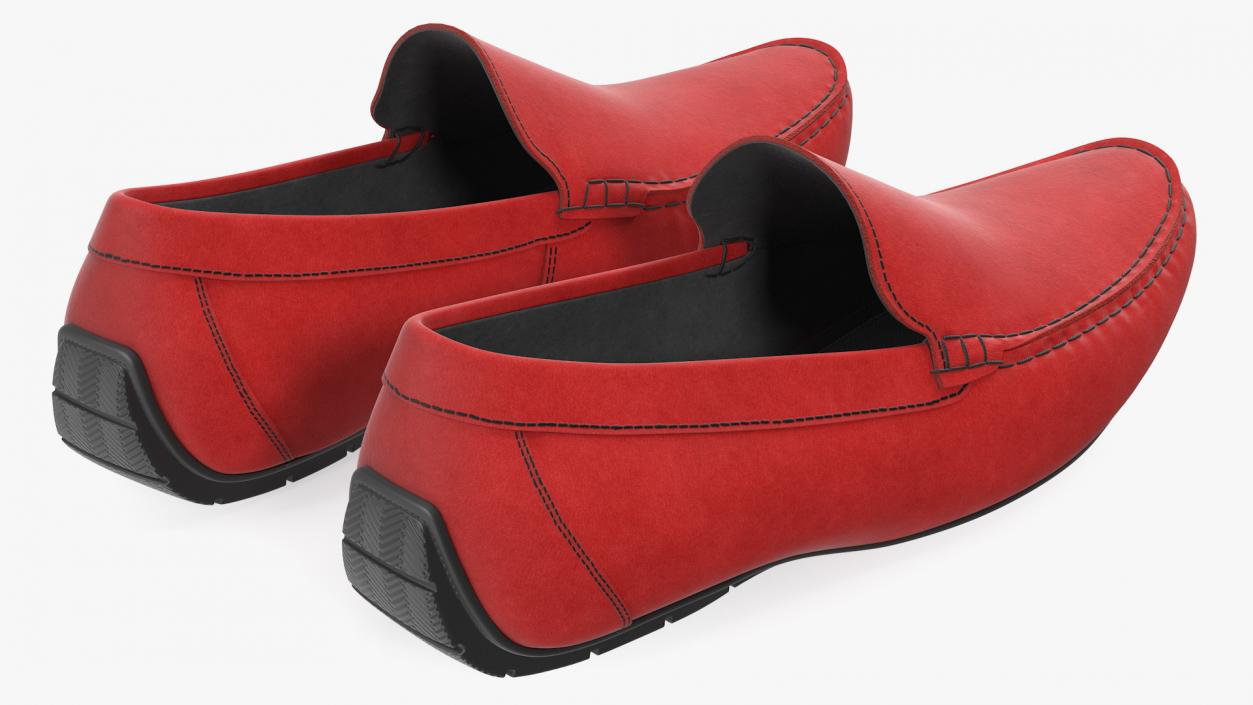 Red Suede Driving Shoe Moccasins 3D