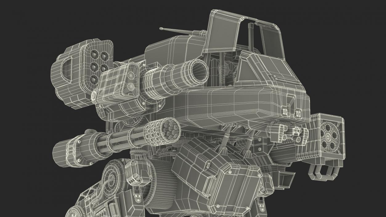 Old Military Fantastic Black Robot with Pilot Rigged 3D