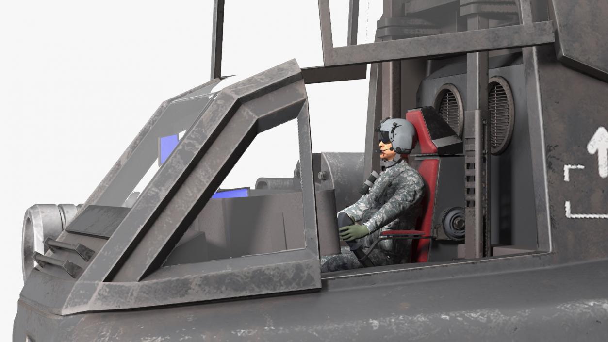 Old Military Fantastic Black Robot with Pilot Rigged 3D