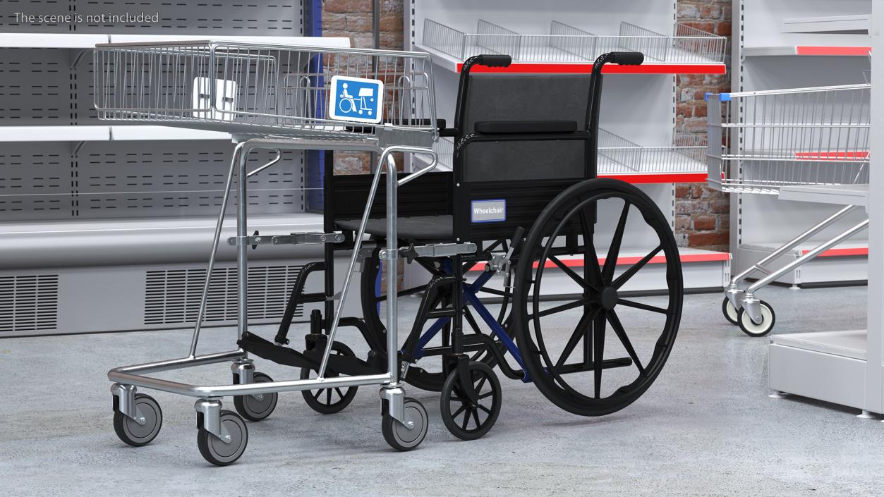 3D Wheelchair with Disabled Persons Shopping Cart