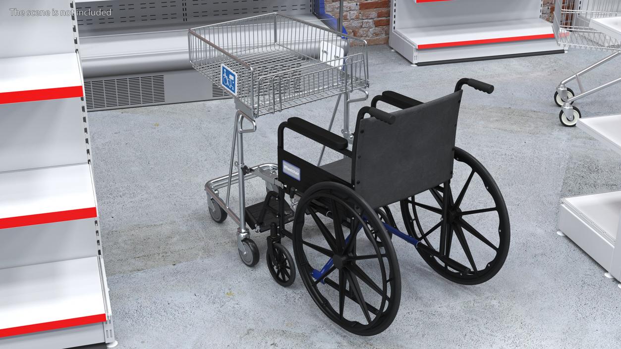 3D Wheelchair with Disabled Persons Shopping Cart