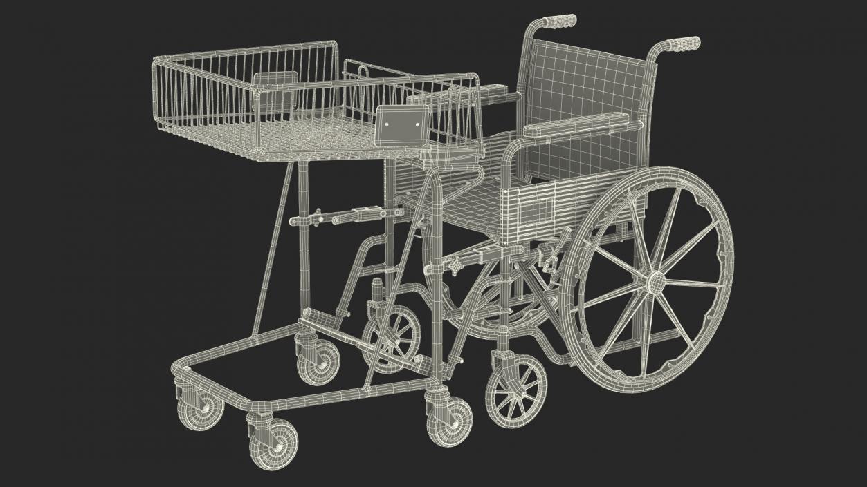 3D Wheelchair with Disabled Persons Shopping Cart