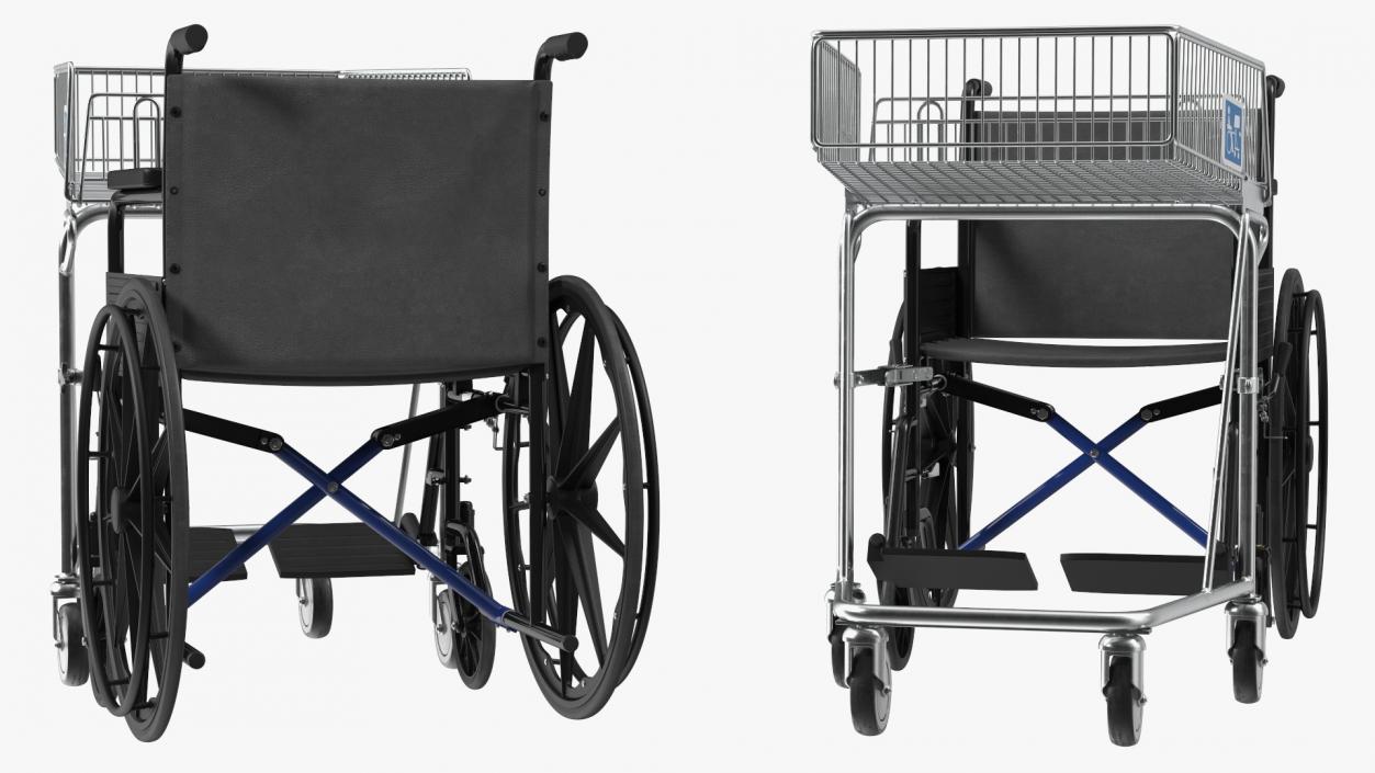 3D Wheelchair with Disabled Persons Shopping Cart