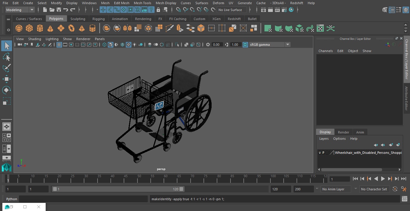 3D Wheelchair with Disabled Persons Shopping Cart