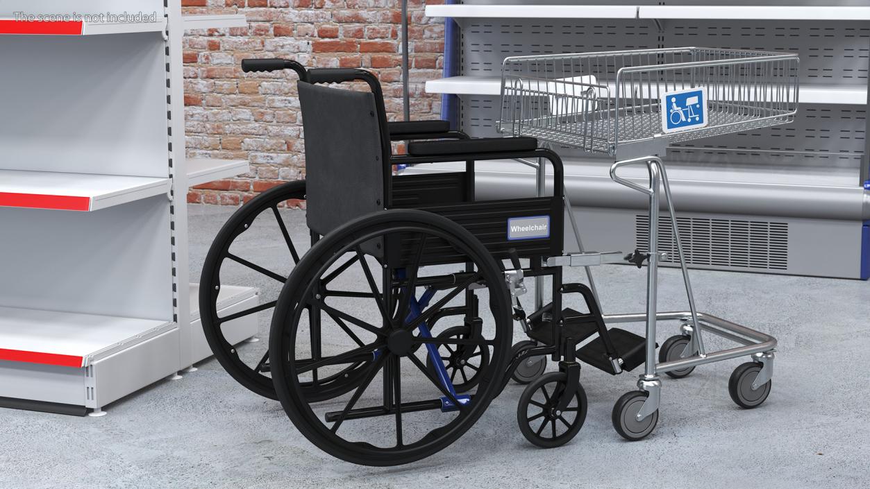 3D Wheelchair with Disabled Persons Shopping Cart