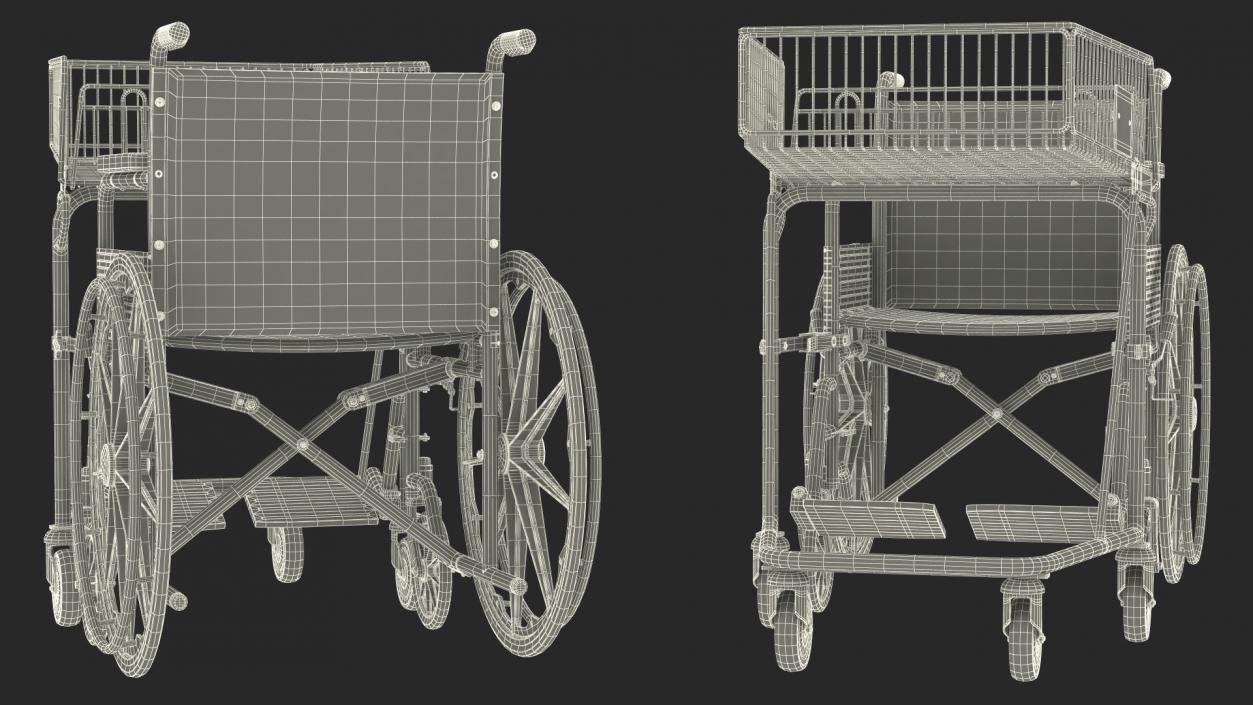 3D Wheelchair with Disabled Persons Shopping Cart