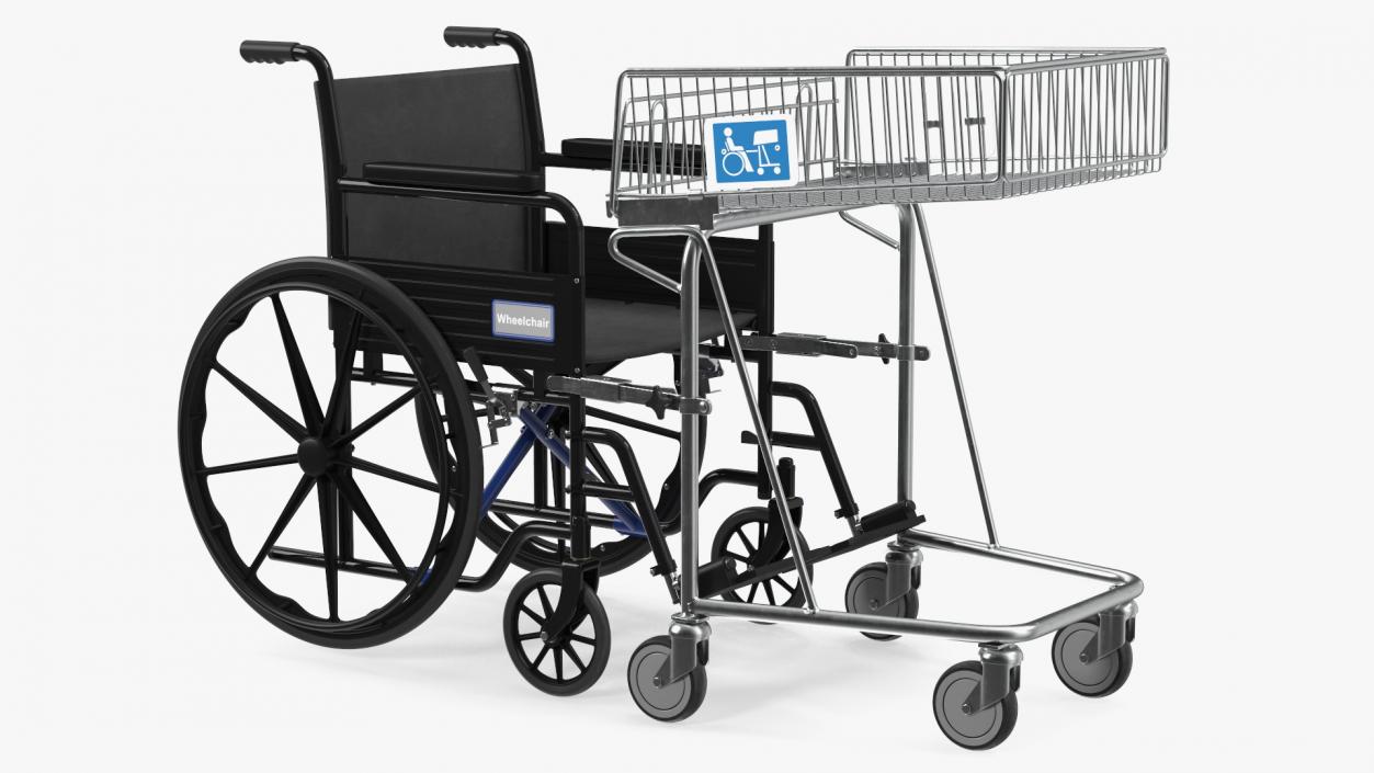 3D Wheelchair with Disabled Persons Shopping Cart