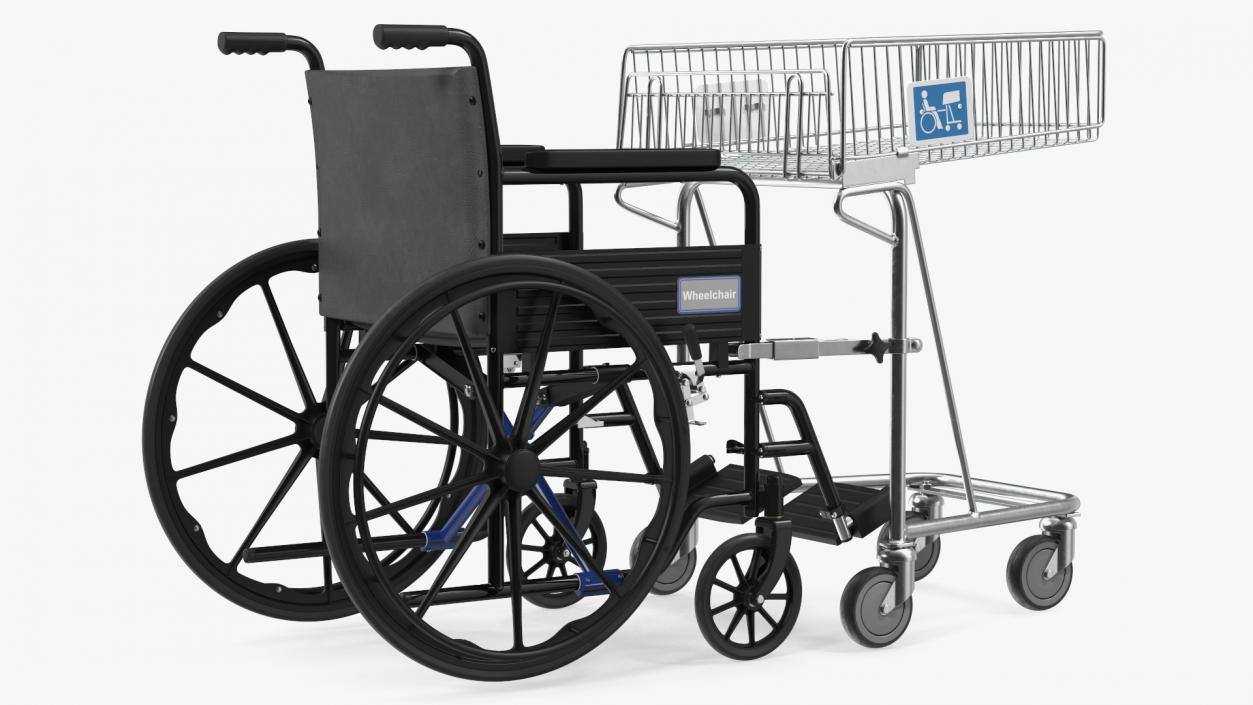 3D Wheelchair with Disabled Persons Shopping Cart