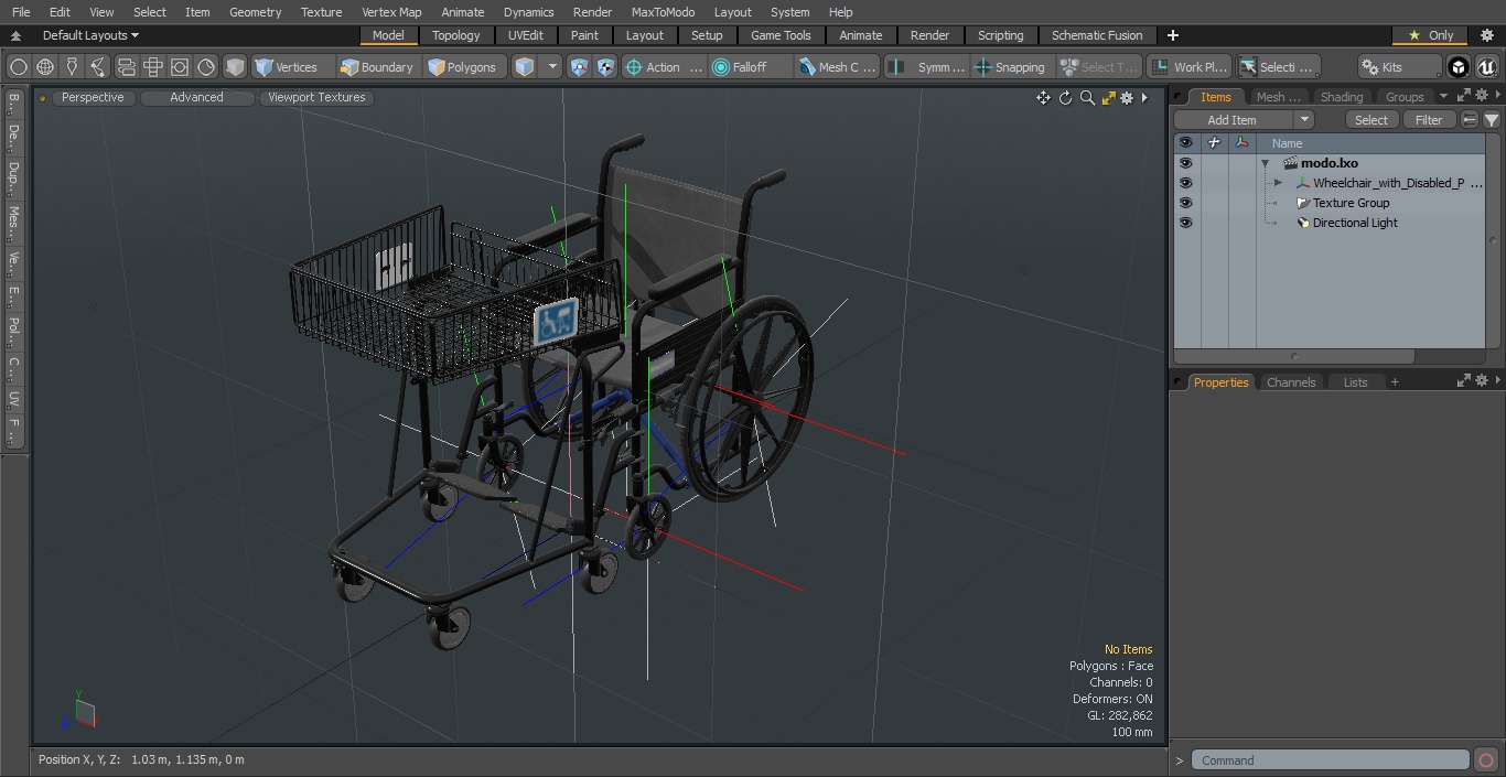 3D Wheelchair with Disabled Persons Shopping Cart